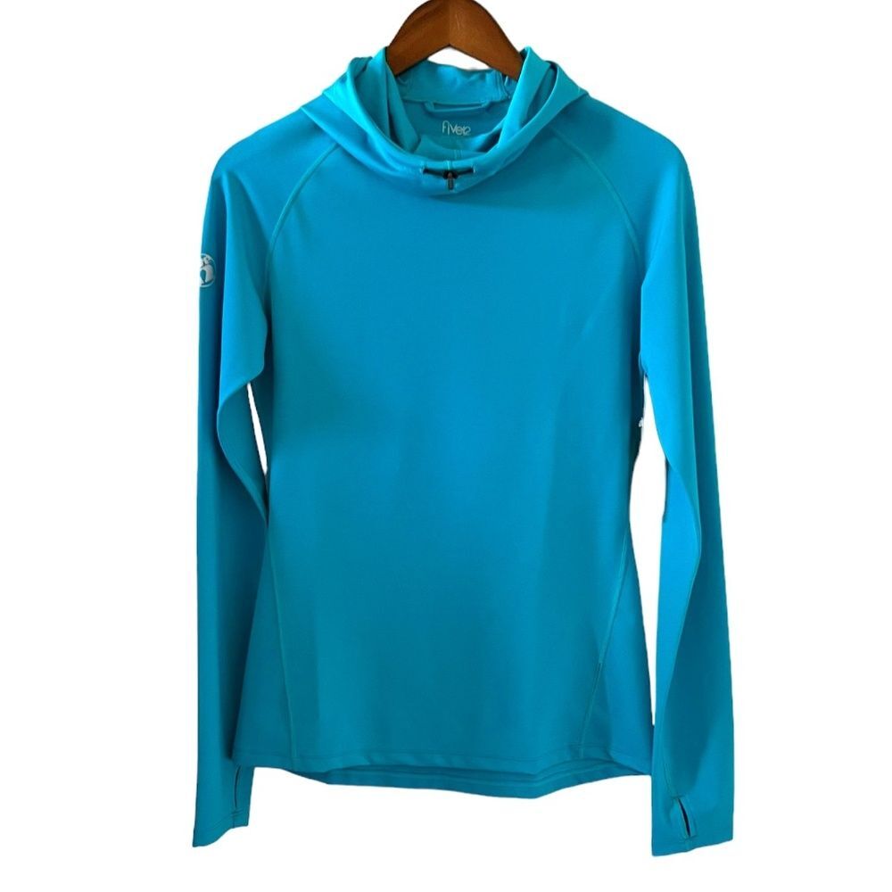 Five12 Apparel NEW Luna Thermal Funnel Neck Hoodie In Turquoise Size M